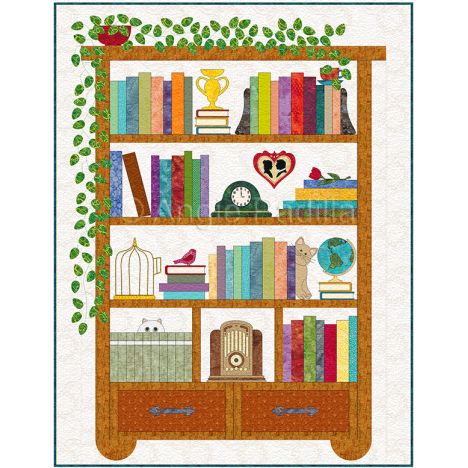 Bookcase Quilt Pattern, Cat Applique Designs, Bookcase Quilt, Serape Fabric, Appliqué Quilts, Cat Applique, Quilt Modernen, Applique Quilt Patterns, Pdf Quilt Pattern