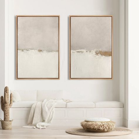 Grunge Landscape, Grey Beige Paint, Pastel Minimalist, Paint Strokes, Hanging Posters, Neutral Decor, Art Minimalist, Framed Canvas Wall Art, Landscape Prints