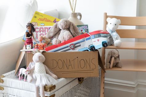 Donate used toys instead of throwing them away by finding community organizations that benefit from previously owned toy donations. Toy Donation, Paper Clutter, Decluttering Tips, Community Organizing, Alphabet Book, Ap Art, Book Projects, Home Decor Inspiration, Declutter