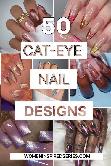 Summer Cat Eye Nails 2024, Summer Cats Eye Nails, Two Tone Cat Eye Nails, Black Cat Eye French Tip Nails, Pink Cats Eye Nails Design Ideas, Cats Eye Nail Polish Gel, Cat Eye Nail Polish Designs, Cat Eye Polish Designs, Magnet Nail Polish Designs