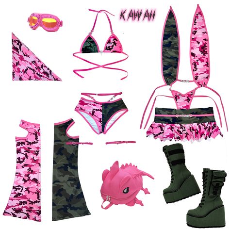 Pink Rave Outfit, Girly Costumes, Couples Pajamas, Balenciaga Clothes, Top Boy, Outfit Creator, Chola Style, Alternative Dress, Rave Fits