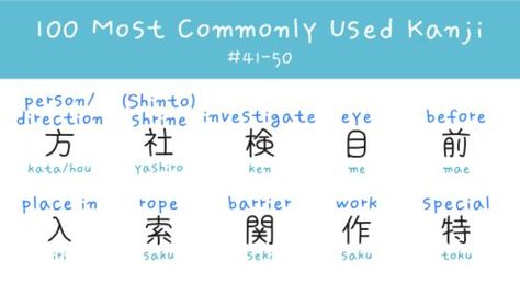 100 Most Common Kanji 41-50 Japan Facts, Materi Bahasa Jepang, Japanese Quotes, Japanese Symbol, Japanese Language Learning, Japanese Phrases, Japanese Kanji, Japanese School, Learn A New Language