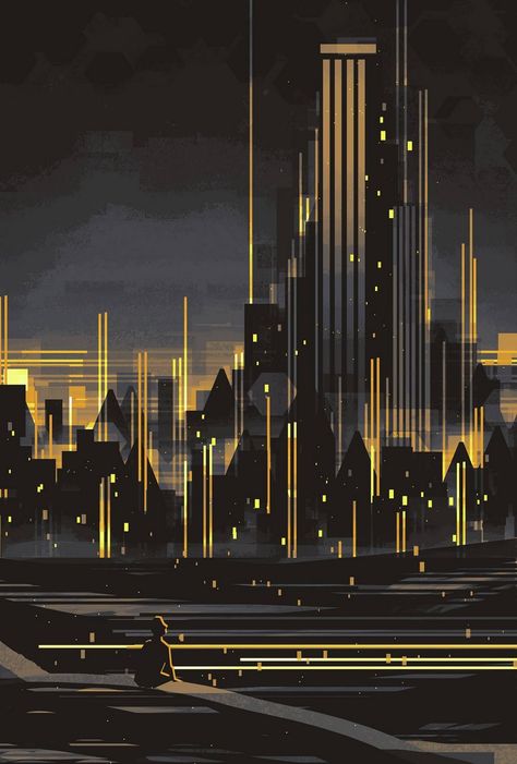 Art Deco City, Dark Deco, Art Deco Artwork, Art Deco Illustration, Abstract City, Deco Poster, City Painting, Art Deco Posters, Art Deco Architecture