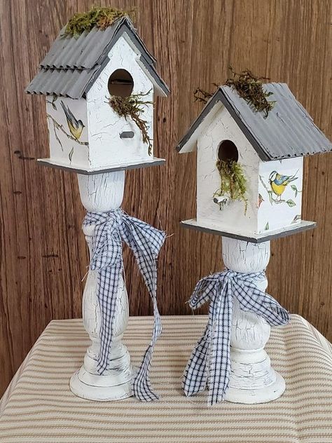 Dollar Tree Crafts, Creations, and Inspirations | Here's a couple more Dollar Tree birdhouses I did | Facebook Dollar Tree Bird House Ideas, Decorative Bird Houses, Bird Tree, Tree Crafts, Dollar Tree Crafts, Dollar Store Crafts, Birdhouse, Dollar Tree, Bird Houses