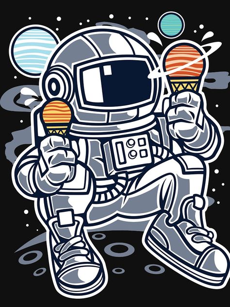 Ice Cream Loving Spaceman Cartoon Character by ThatMerchStore Astronaut Ice Cream, Arte Doodle, Astronaut Art, Graffiti Characters, Art Pop, Tapestry Throw, Graffiti Art, Urban Art, Doodle Art