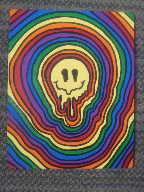 Smiley Face Painting, Drippy Smiley Face Painting, Drippy Smiley Face, Trippy Eyeball Painting, Trippy Heart Painting, Trippy Snake Painting, Trippy Octopus Painting, Colorful Mushroom Art Trippy, Smiley Face