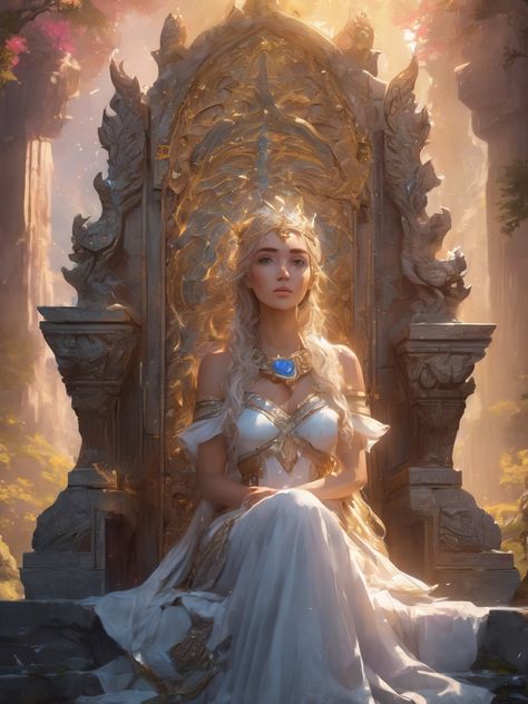 A confident queen  sitting on her magnificent throne AI art Queen On Throne Art, King Sitting On Throne Drawing, Person On Throne, Queen Poses Drawing, Sitting On Throne Pose Reference, King Sitting On Throne Pose, Royal Poses Reference, Throne Room Fantasy Art, Queen Sitting On Throne