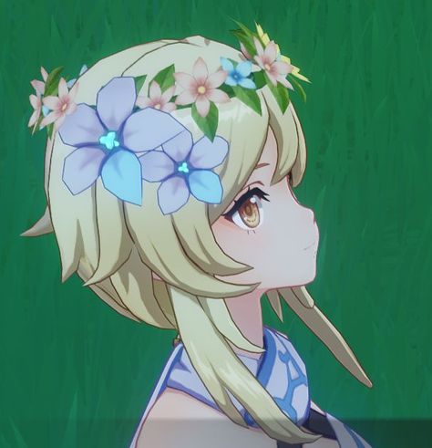 #Lumine Lumine Pfp Genshin, Lumine Pfp, Pfp Genshin Impact, Pfp Genshin, Cute Haircuts, Chubby Cheeks, Different Hairstyles, Flower Accessories, Flower Hair Clips