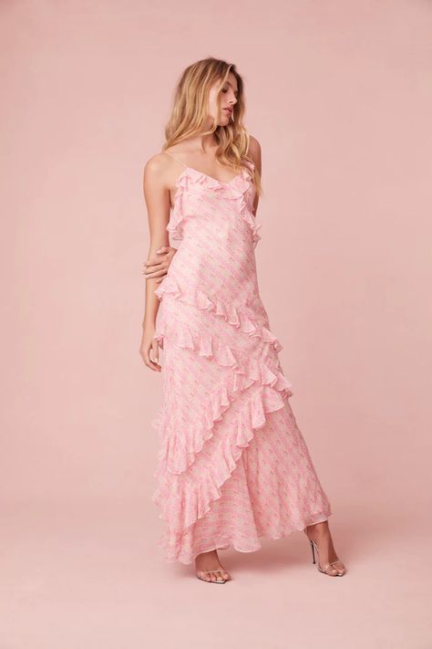 Designer Dresses for Women | LoveShackFancy Pink Floral Maxi Dress, Prom Dress Inspiration, Silk Maxi, Dress Out, Valentine's Day Outfit, Silk Maxi Dress, Feminine Outfit, Inspired Dress, Chiffon Fabric