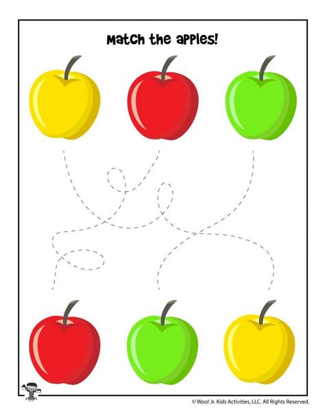 Apple Picking Activity Sheets | Woo! Jr. Kids Activities Kg 1 Activities, Apple Kids Activities, Apple Picking Activity, Letter D Crafts, Apple Activities, Kids Worksheets Preschool, Free Preschool Worksheets, Pattern Activities, Fun Classroom Activities