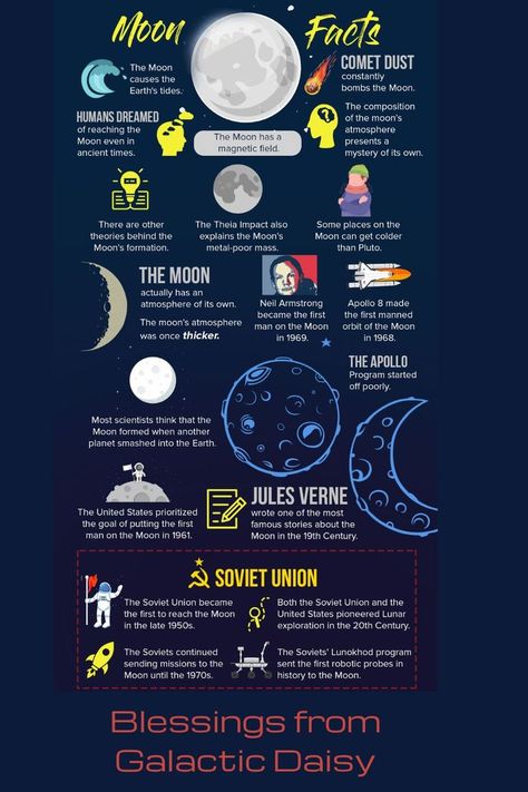 This is such a great image of moon facts from a few parts of the world. Facts About The Moon, Moon Information, Solar System Facts, Moon Facts, Moon Science, Moon Orbit, Cold Moon, Moon Projects, Lunar Moon