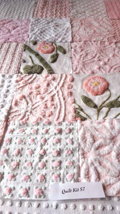 My Latest Obsession | Vintage Modern Quilts.   (Isn't this beautiful?  Haven't looked to see whose this is, but WOW!) Chenille Quilt, Quilt Squares, Chenille Bedspread, Rag Quilt, Country Charm, Quilt Kit, Quilting Crafts, Vintage Modern, Crazy Quilts