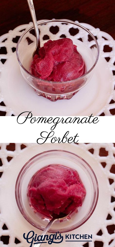 Pomegranate Sorbet #giangiskitchen #glutenfree #summer #sorbet #sherbet Pomegranate Sorbet Recipe, Pomegranate Sorbet, Summer Sorbet, Sorbet Recipe, Chocolate Wafer, Zucchini Bread Recipe, Garden Cooking, Treats Recipes, Homemade Ice Cream Recipes