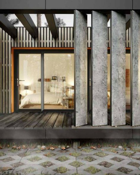 concrete louvers.... #minimalistarchitecture 3d Architectural Visualization, Interior Minimalista, Modern Fence, Exterior Cladding, Minimalist Architecture, Facade Architecture, Facade Design, Facade House, Design Case