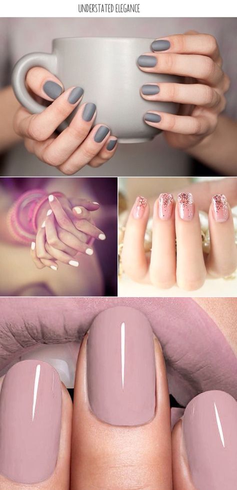 Beautiful!!!! Grey, marshmallow, glitter pink and mauve. Loving the soft nail colors for the spring and summer seasons - especially pink nails! Neat Nails, Kitty Nails, French Tips, Pedicures, Fancy Nails, Manicure E Pedicure, Nail Polish Colors, Gorgeous Nails, Khloe Kardashian