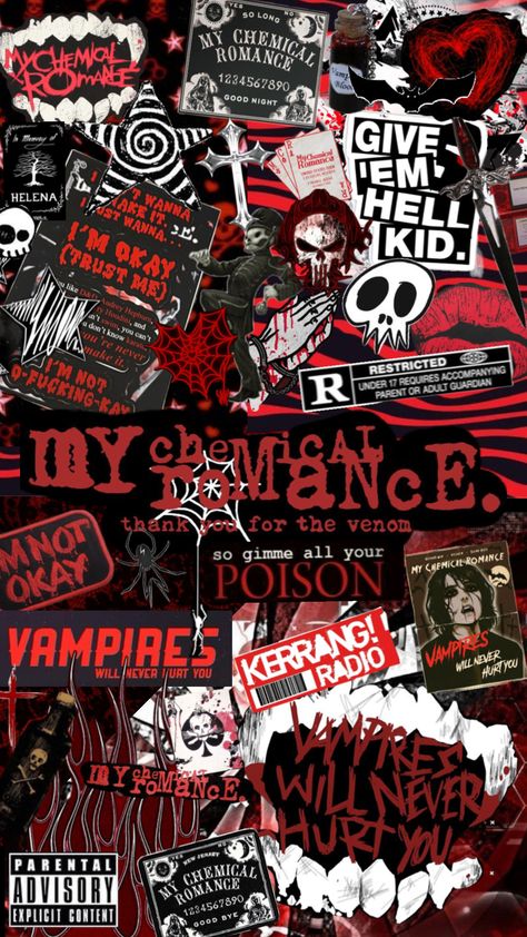 mcr shuffle🖤❤️🤍🎸#mychemicalromance #emo #rock #music #blackandwhite #redandblack #red #white #black #mcr #vampire Mcr Vampire, Mcr Wallpaper, Emo Wallpaper, Emo Music, Beautiful Dark Art, Wallpaper Phone, Music Wallpaper, I Wallpaper, My Chemical Romance