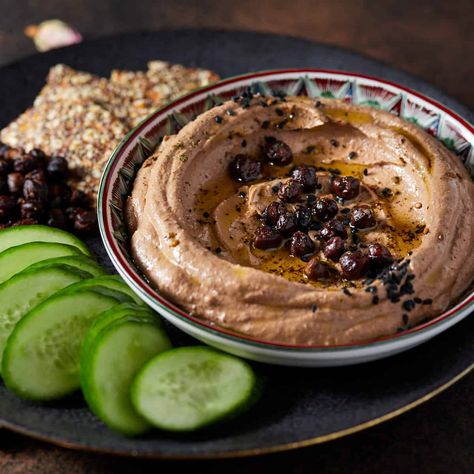 Black Chickpea Hummus with Black Garlic & Sun-Dried Tomatoes Vegan Leek And Potato Soup, How To Clean Leeks, Quick Pasta Sauce, Leek And Potato Soup, Chickpea Hummus, Leek And Potato, Black Chickpeas, Black Garlic, Potato Soup Recipe