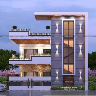 Architect Designer (@maddyarchitect.19) • Instagram photos and videos Elevation Exterior Design, Duplex Elevation, Front Elevation Designs Modern, Small House Design Kerala, Home Front Elevation, Front Building Design, Indian House Exterior Design, House Structure Design, House Front Elevation