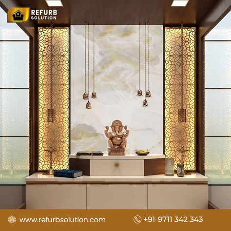 Transform your home's look with Refurb Solution's expert interior design, renovation, and lighting services. Contact us today! 🏠💡 📞+91-9711 342 343 🌐www.refurbsolution.com #HomeImprovement #InteriorDecor #RenovationProject #LightingDesign #ModernHome #HomeStyle #InteriorInspiration #HomeRenovationIdeas #DesignTrends #LuxuryInteriors #HomeMakeover #SmartHome #HomeDecorating #InteriorGoals #RenovateAndDecorate #HomeInspiration #InteriorStyling Mandir Designs For Home, Dev Ghar, Puja Unit, House Temple, Mandir Designs, Pooja Unit, Puja Mandir, Temple House, Architectural Plants