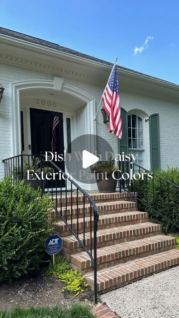 Megan Daisy Milner on Instagram: "As requested, here are the exterior paint colors deets for our house!

Brick is BM Deep in Thought
Shutters are SW Privilege Green
Door is SW Tricorn Black

Happy house painting!

#megandaisymilnerart #charlotte #northcarolina #beforeandafter #paintedbrickhouse #whitepaintedbrick" Sw Privilege Green, Privilege Green, Sw Tricorn Black, House Brick, Tricorn Black, Painted Brick House, Deep In Thought, Green Door, Happy House