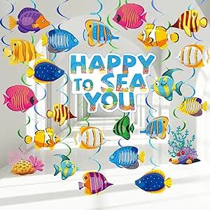 Aquarium Party, Ocean Themed Party, Under The Sea Party Decorations, Sea Party Decorations, Under The Sea Decorations, Party Cake Table, Ocean Theme Party, Fishing Party, Birthday Plate