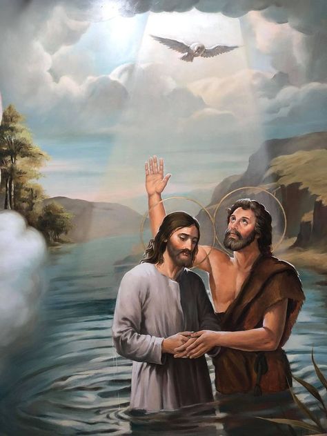 John The Baptist And Jesus, Jesus Baptised, Jesus Childhood, Jesus Our Savior, Jesus Christ Painting, Jesus Christ Artwork, Christian Images, Jesus And Mary Pictures, Bible Pictures