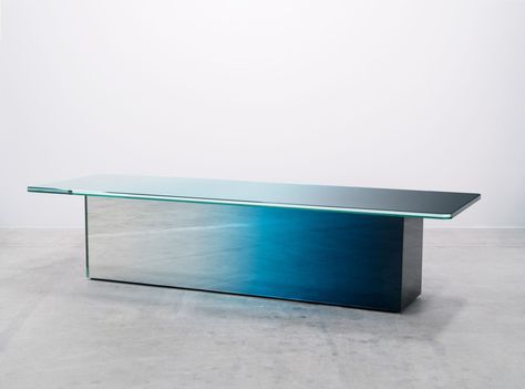 Blue Presence - Absence - Germans Ermičs Glass Chair, Blue Coffee Tables, Glass Cabin, Study Design, Laminated Glass, Glass Furniture, Paris Design, Blue Mirrors, Dutch Design