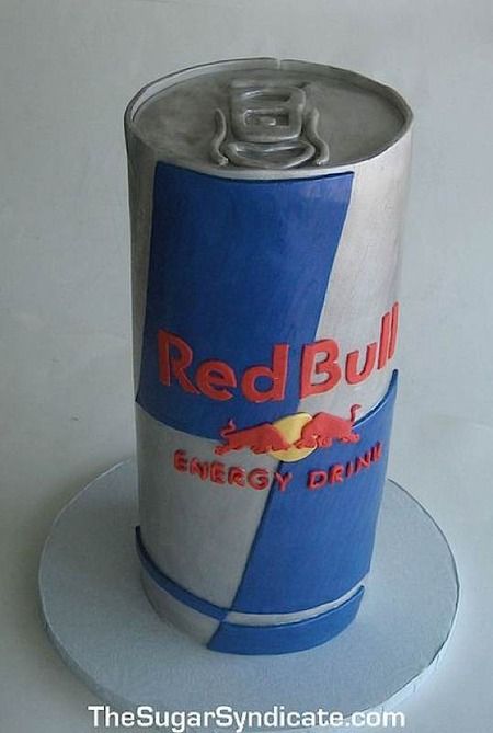 Redbull Cake Ideas, Red Bull Cake Ideas, Redbull Cake, Fun Fetti Cake Recipe, Dessert Imposters, Red Bull Cake, Bull Cake, Motorcycle Birthday Cakes, Salted Caramel Chocolate Cake