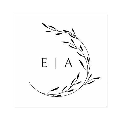 Olive Branch Tattoo, Branch Tattoo, Elegant Logo Design, Wedding Logo Design, Foliage Wreath, Wreath Drawing, Monogram Wreath, Wedding Logos, Self Inking Stamps