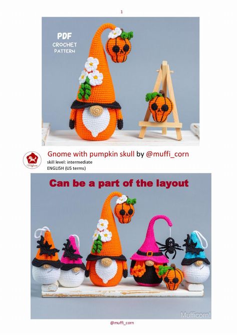 Crochet Halloween Gnome Pattern, Crochet Autumn Gnomes Free Pattern, Halloween Gonk Crochet Free, Mufficorn Crochet, Halloween Gnomes Crochet, Crochet Halloween Gnomes Free Pattern, Gnomes Crochet Pattern Free, How To Make A Gnome Free Pattern, Skull Crochet Pattern