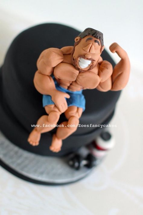 Body builder cake - cake by Zoe's Fancy Cakes - CakesDecor Body Builder Cake, Builder Cake, Zoe Cake, Building Cake, Fitness Cake, Gym Cake, Zoes Fancy Cakes, Bolo Fit, Sport Cakes