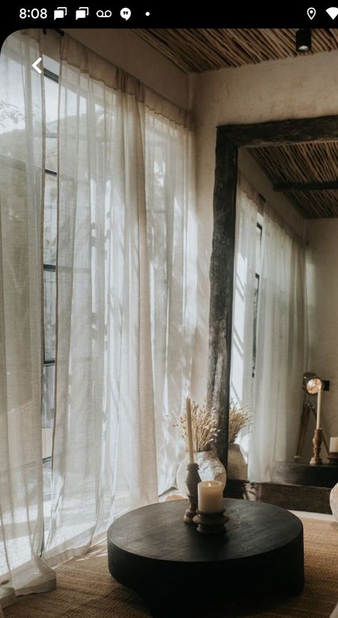 Wabi Sabi Interior, Sheer Curtains, 인테리어 디자인, Wabi Sabi, Tulum, Design Interior, Home Decor Inspiration, Home Living Room, Interior Inspiration