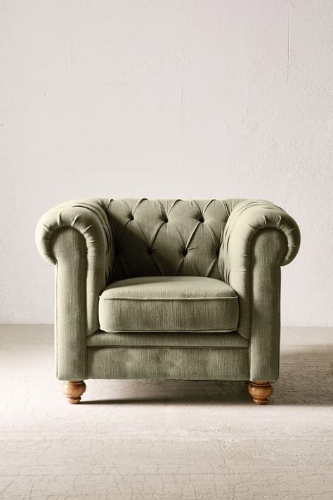 Urban Outfitters Chair, Chesterfield Furniture, Sofa Pictures, Sitting Chair, Tufted Chair, Furniture Chairs, Grey Furniture, Reading Chair, Apartment Furniture