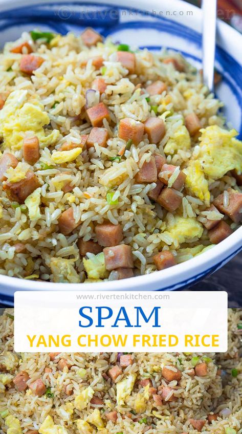 Fried Rice With Spam And Egg, Yangchow Fried Rice Recipe, Luncheon Meat Recipe Ideas, Spam Stir Fry Recipes, Yang Chow Fried Rice Recipe, Day Old Rice Recipes, Shtf Recipes, Fried Rice With Spam, Egg Fried Rice Recipe Easy