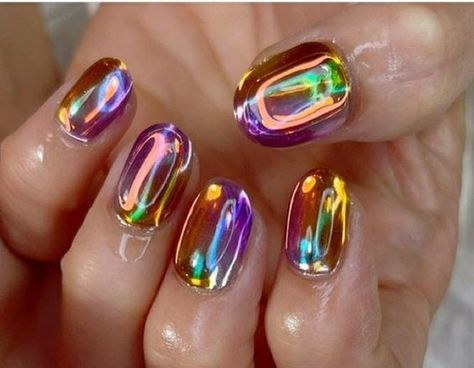 Cool Gemstones, Holographic Nail Designs, Aurora Nails, Funky Nail Art, Really Cute Nails, Cat Kuku, Holographic Nails, Funky Nails, Cool Nail Designs