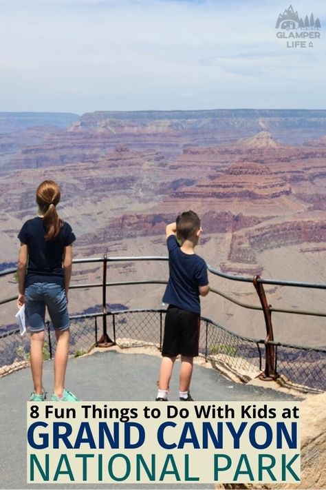 If you are planning to travel to Grand Canyon National Park with your family, this post has a lot of fun and entertaining ideas! Honestly, the kids will love these activities, but so will any adults in your traveling party. From helicopter and mule tours of the canyon to scenic overlooks, river rafting and family-friendly hiking trail ideas, this post is a great addition to your vacation planning! Let us know what suggestions you would add! #nationalparks #grandcanyon #glamperlife #familytravel Grand Canyon Activities, Grand Canyon Family Vacation, Grand Canyon With Kids, Grand Canyon Hotels, Grand Canyon Vacation, Grand Canyon Tours, Arizona Trip, Family Traveling, Grand Canyon Railway