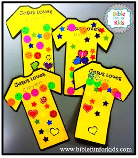 Dorcas shirts for the kids to design & more!  #Biblefun Bible Class Activities, Preschool Bible Lessons, Bible Story Crafts, Preschool Bible, Kids Bible, Bible School Crafts, Bible Crafts For Kids, Sunday School Activities, Church Crafts