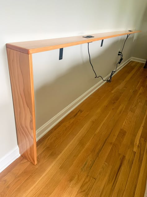 Behind the Couch Table DIY - Well She Tried Couch Table Diy, Behind The Couch Table, Transitional Basement, Contemporary Radiators, Bedroom Office Ideas, Cama Ikea, Living Room Ideas Indian, Behind The Couch, Green Bedroom Decor