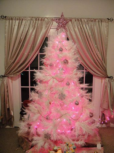 A white tree with pink lights would also work ... Santa, baby, are you brining me one this year? Pink Lights, A Pink Christmas, Girly Christmas, Bohemian Christmas, Pink Passion, Pastel Christmas, Pink Xmas, Pink Stuff, Pink Christmas Decorations