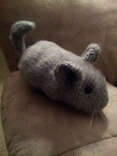 My first amigurumi pattern: crocheted chinchilla.  He needs a little tweaking, but I think he's darling. I created him for my husband. Before we had kids, we had chinchillas. <3 Chinchilla Crochet Pattern, Crochet Chinchilla, Crochet Critters, Chinchillas, Crochet Free, Rubber Stamping, Soft Toys, Crochet Headband, Amigurumi Crochet