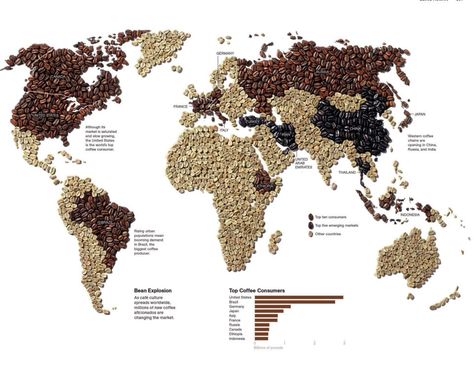 The magazine even studied coffee consumption around the world Coffee Culture, Western Europe, Coffee Roasters, Coffee Addict, Coffee Lovers, Peta, Map Art, National Geographic, Coffee Lover