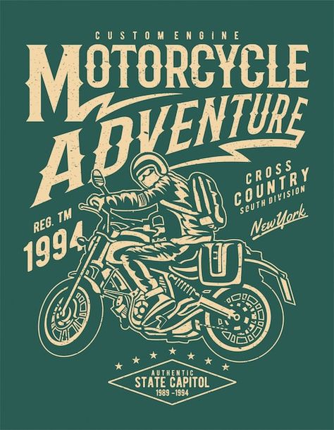 Premium Vector | Vector motorcycle surfboard illustration tshirt graphics Motorcycle Shirt Design, Surfboard Illustration, Graffiti Generator, Chess Quotes, Adventure Poster, Tshirt Graphics, Tattoo Fonts Generator, Glitch Text, Motorcycle Adventure