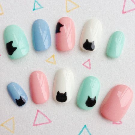 Cat Nail Designs, Nails French Tips, Gel Nails French, Minimal Nails Art, Asian Nails, Hippie Nails, Summer Nail Art, Cute Simple Nails, Anime Nails