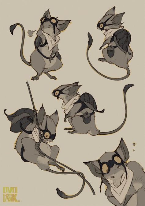 Ryota Murayama, Rat Character Design, Mouse Character Design, Rat Character, Concept Art Landscape, Pathfinder Character, Fantasy Design, Creature Drawings, 캐릭터 드로잉