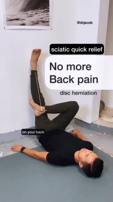 💥 The wall is your friend.

I know that not everyone can lay with their feet propped up against a wall when they're experiencing low back or sciatic pain. Performing this stretch has made a tremendous difference in my quality of life.

This stretch can be done in a number of distinct ways. My favorite aspect of this exercise is how stress-free it is on the back.

You don't even have to get on the floor to do this; a headboard or a wall can serve as a makeshift support while you try it out in bed.

I really hope this helps.

Author: @drjacob Spine Realignment Exercises, Stretch Glutes, Stretching Video, Lower Back Pain Stretches, Trening Sztuk Walki, Disk Herniation, Sciatica Exercises, Back Stretches For Pain, Lower Back Pain Exercises