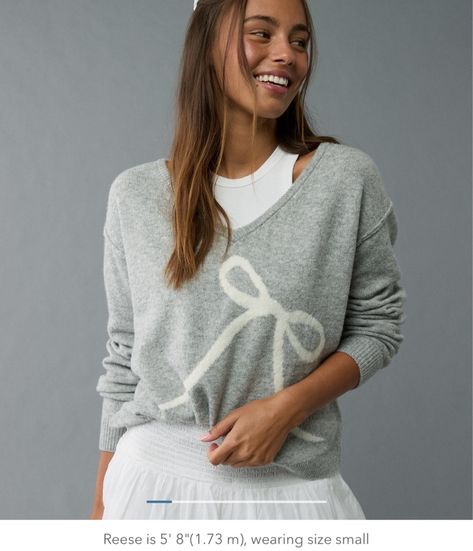 AE Whoa So Soft V-Neck Sweater curated on LTK American Eagle Sweaters, Balloon Sleeve Cardigan, Lounge Outfits, Bow Fashion, Bodycon Sweater, American Eagle Sweater, Fall Fits, Short Sleeve Pullover, Women's Sweaters