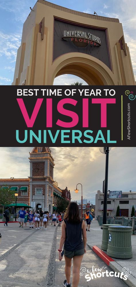 Planning an EPIC vacation? Have the best time! Learn the Best Time of Year to Visit Universal Orlando from a local Passholder. | @AFewShortcuts #universal #orlando #travel #tips #hacks #florida Best Time To Go To Universal Orlando, Panama City Beach Florida Restaurants, Animal Kingdom Orlando, Universal Studios Orlando Trip, Universal Trip, Orlando Trip, Universal Vacation, Florida Getaway, Halloween Travel