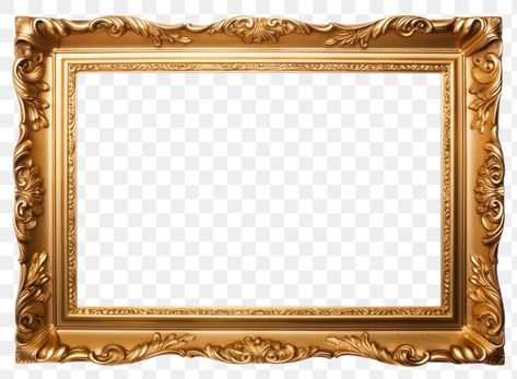 Golden Frame Aesthetic, Painting Frame Png, Png Architecture, Gold Architecture, Gold Frame Png, Collage Supplies, Laptop Background, Baroque Frame, Gold Photo Frames