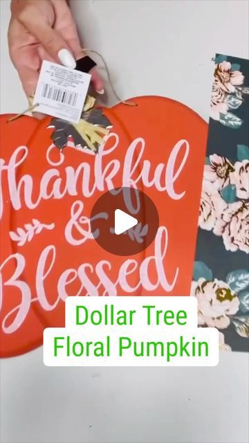 Olivia Parazine on Instagram: "DIY Dollar Tree pumpkin floral sign—perfect for adding a touch of fall to my home! 🎃🌸🍂 #DIY #DollarTreeDecor #dollartree #dollartreediy #oliviasromantichome #diy #dollartreefall #falldecor #dollartreecrafts" Daller Tree, Dollar Tree Pumpkins, Dollar Tree Fall, Thanksgiving Signs, Floral Signs, Wood Pumpkins, Wooden Pumpkins, Pumpkin Sign, Dollar Tree Decor