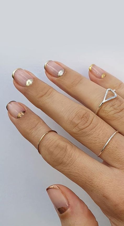 Moon French Tip Nails, Moon Nail Art Design, Half Moon Nail Designs, Half And Half Nails, 1920s Nails, Pagan Spring, Moon Nail Art, Half Moon Manicure, Half Moon Nails